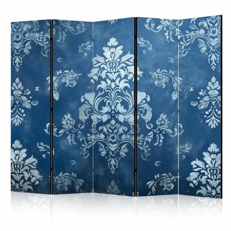 Parawan - Ornament retro - dekoracyjny motyw w przetartych błękitach - obrazek 1