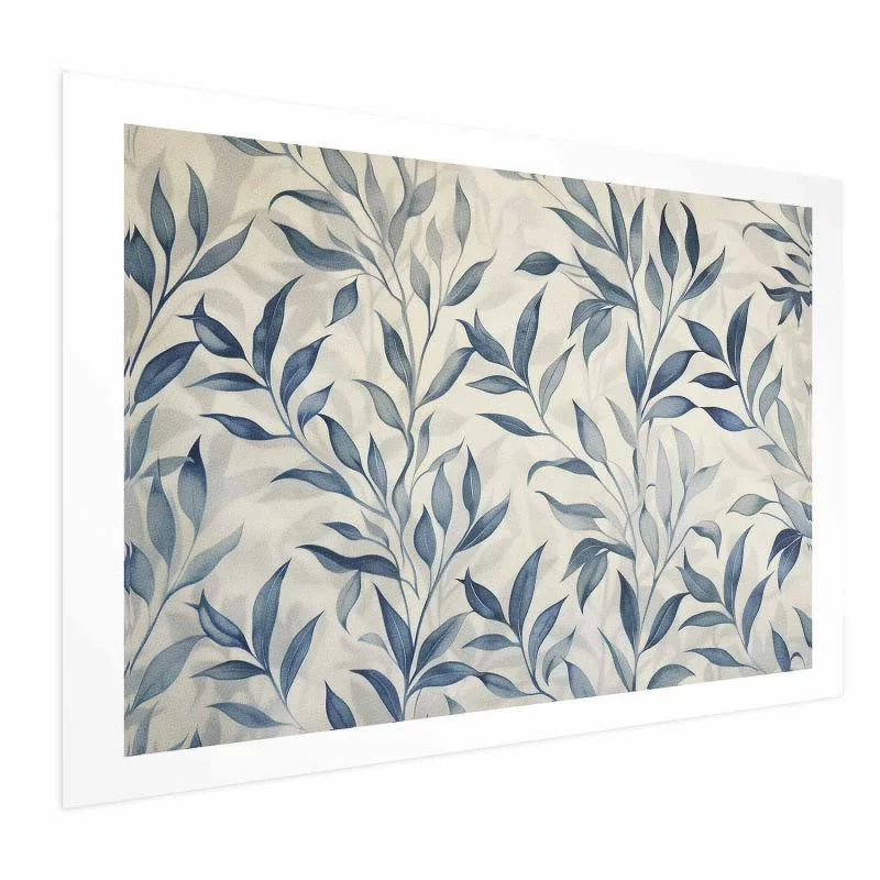 Plakat - Delikatny motyw botaniczny z niebieskimi listkami - obrazek 1