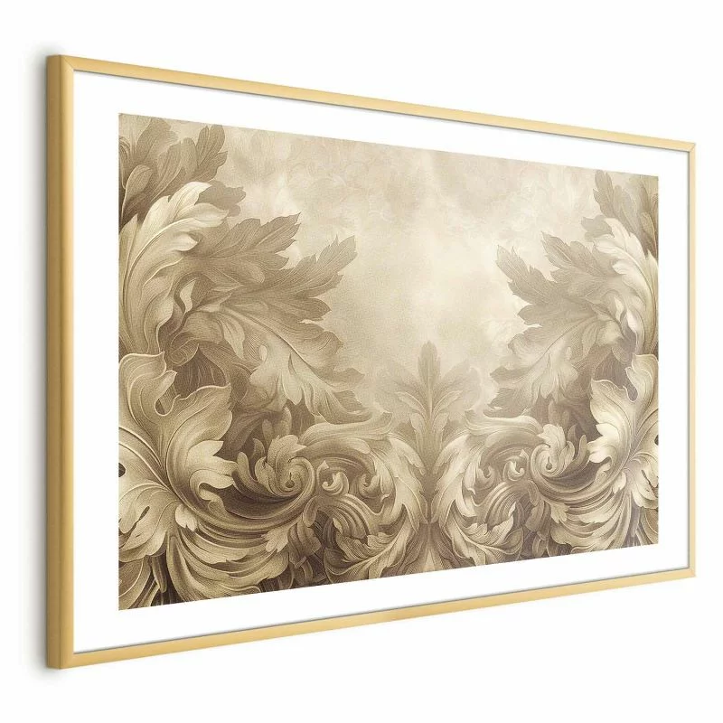 Plakat - Rzeźbione ornamenty w odcieniach sepii - obrazek 1