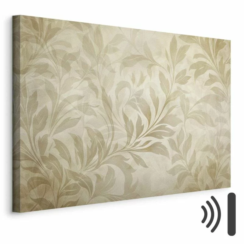 Obraz - Botaniczny motyw z listkami i pnączami w kolorach piaskowych - obrazek 1