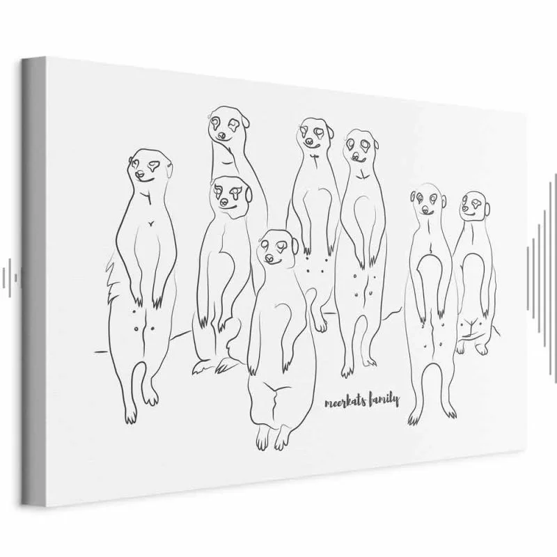 Obraz - Zwierzęcy patrol (1-częściowy) - surykatki z czarno-białym tłem - obrazek 1