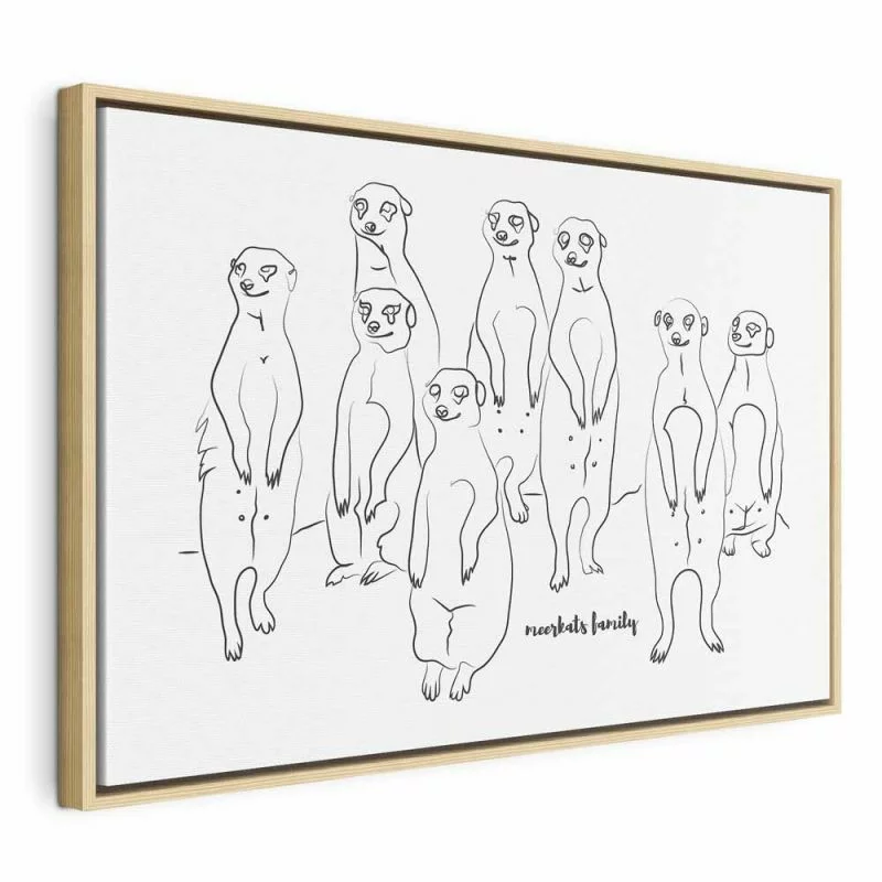 Obraz - Zwierzęcy patrol (1-częściowy) - surykatki z czarno-białym tłem - obrazek 1