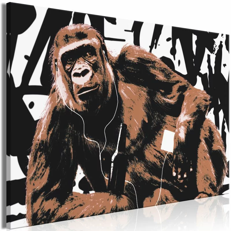 Obraz - Popartowa małpa (1-częściowy) wąski brązowy - obrazek 1