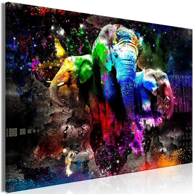 Obraz - Kolorowe słonie (1-cześciowy) szeroki - obrazek 1