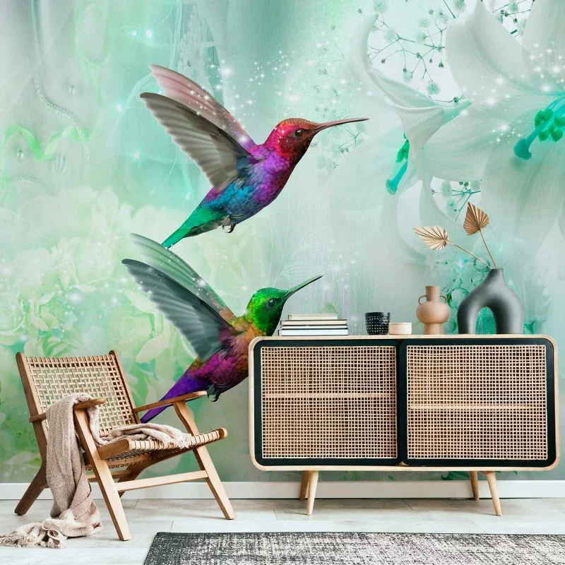 Fototapeta - Kolorowe kolibry (zielony) - obrazek 1