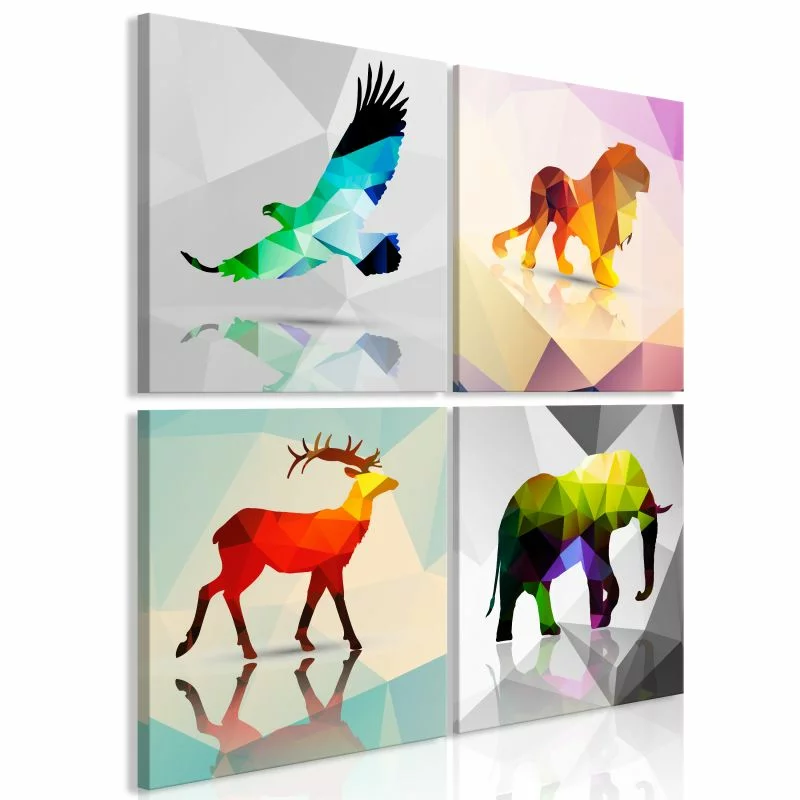 Obraz - Kolorowe zwierzęta (4-częściowy) - obrazek 1