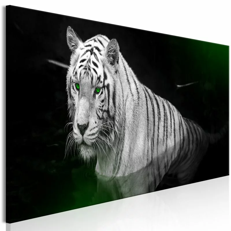 Obraz - Lśniący tygrys (1-częściowy) zielony wąski - obrazek 1