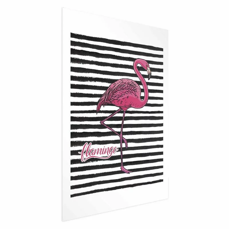 Plakat - Czarne paski i flaming - obrazek 1