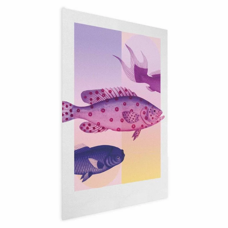 Plakat - Fantazyjne Ryby - artystyczna ilustracja ryb na kolorowym tle - obrazek 1