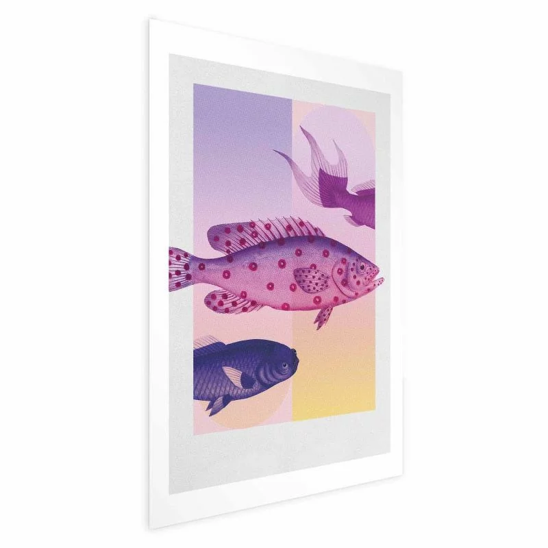 Plakat - Fantazyjne Ryby - artystyczna ilustracja ryb na kolorowym tle - obrazek 1