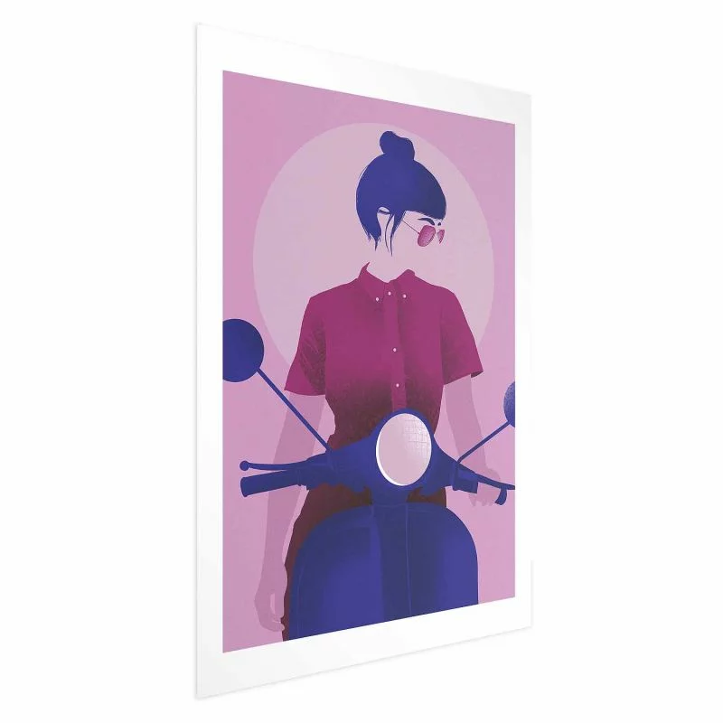 Plakat - Kobieta na skuterze - obrazek 1