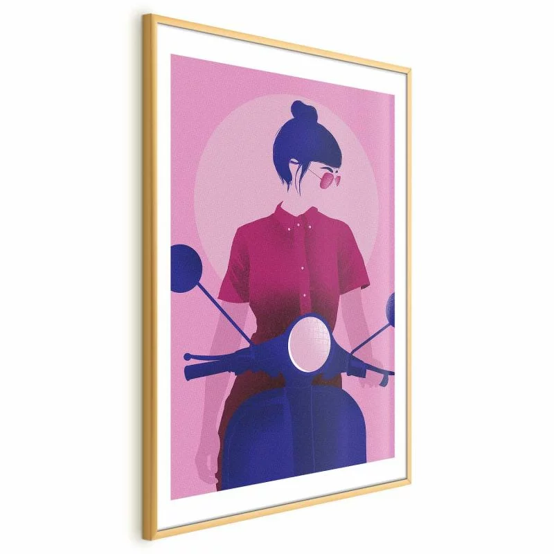 Plakat - Kobieta na skuterze - obrazek 1