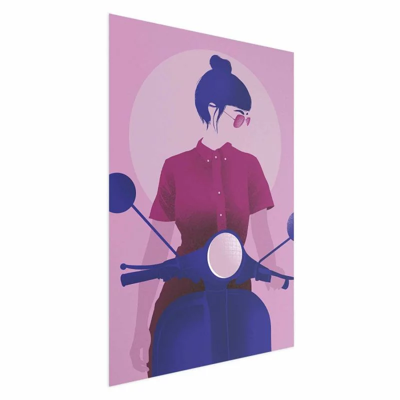 Plakat - Kobieta na skuterze - obrazek 1