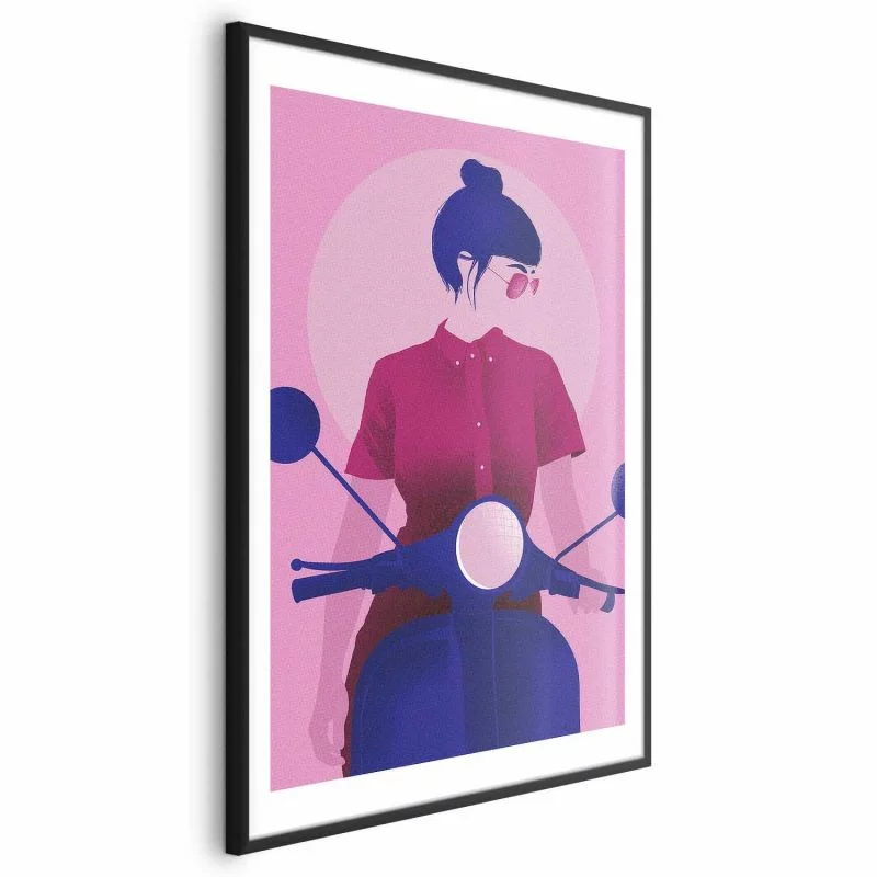Plakat - Kobieta na skuterze - obrazek 1