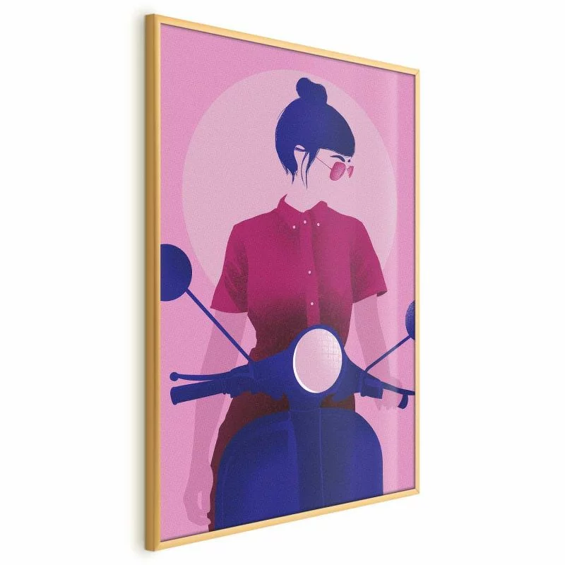 Plakat - Kobieta na skuterze - obrazek 1