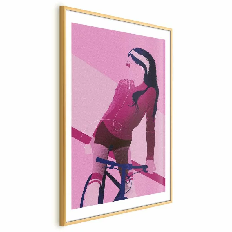 Plakat - Kobieta na rowerze - obrazek 1