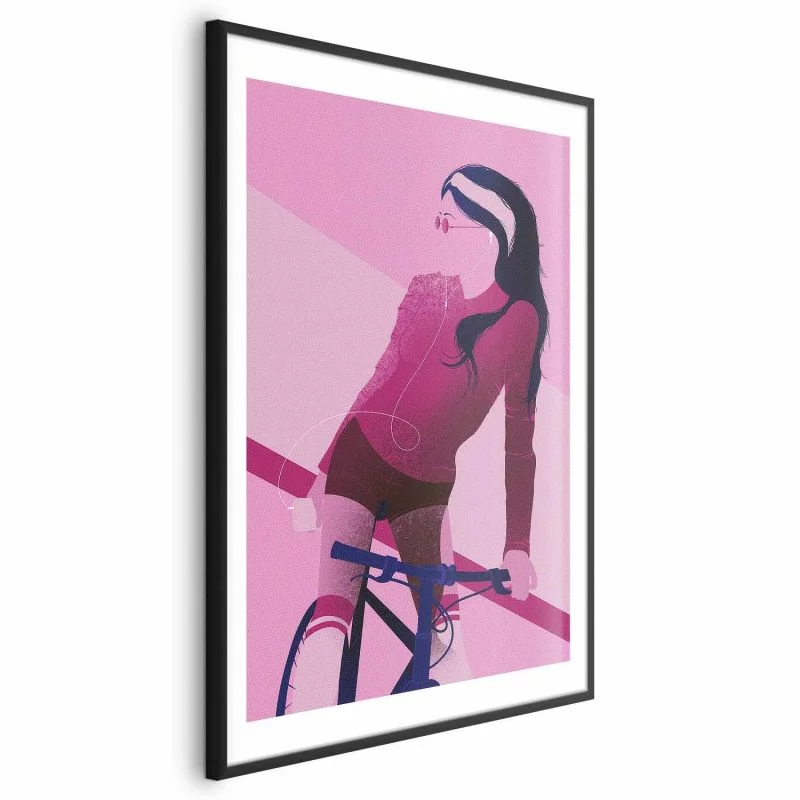 Plakat - Kobieta na rowerze - obrazek 1