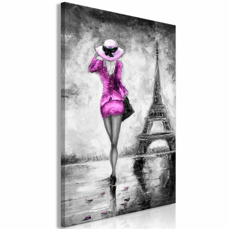 Obraz - Paryska kobieta (1-częściowy) pionowy różowy - obrazek 1