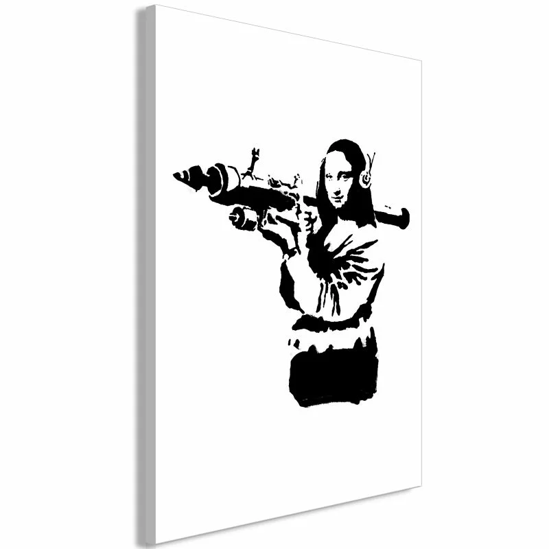 Obraz - Banksy Mona Lisa with Rocket Launcher (1-częściowy) pionowy - obrazek 1