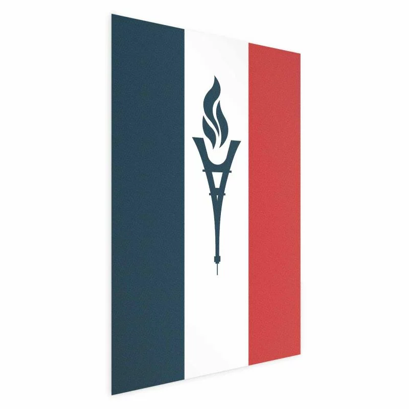 Plakat - Flaga Francji ze zniczem - obrazek 1