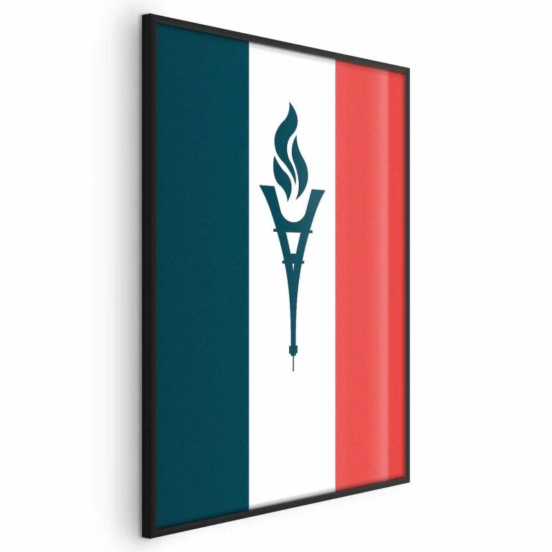 Plakat - Flaga Francji ze zniczem - obrazek 1