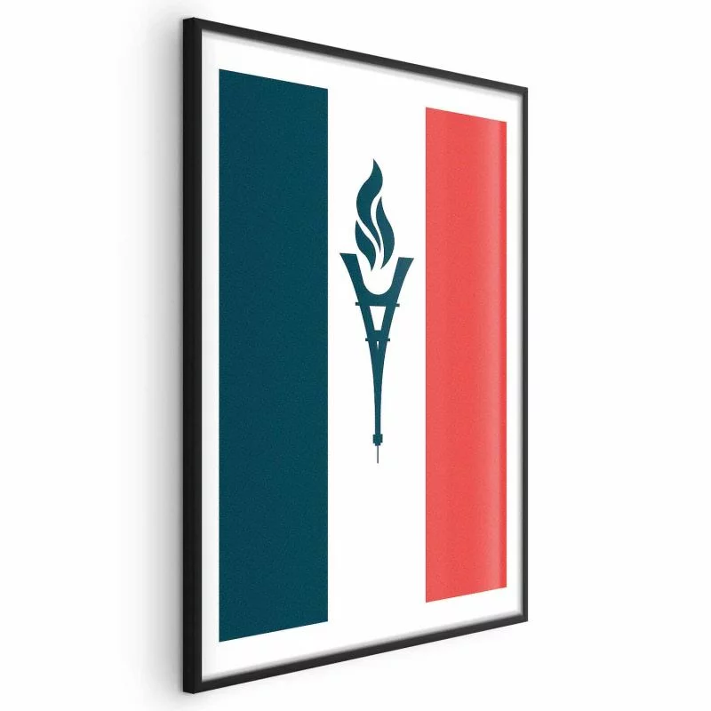 Plakat - Flaga Francji ze zniczem - obrazek 1