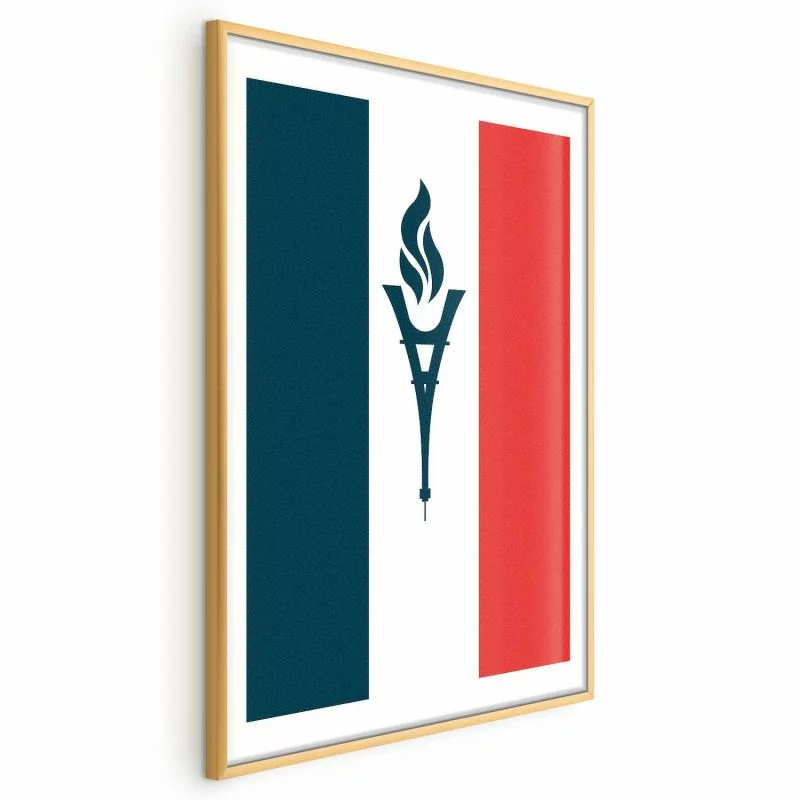 Plakat - Flaga Francji ze zniczem - obrazek 1