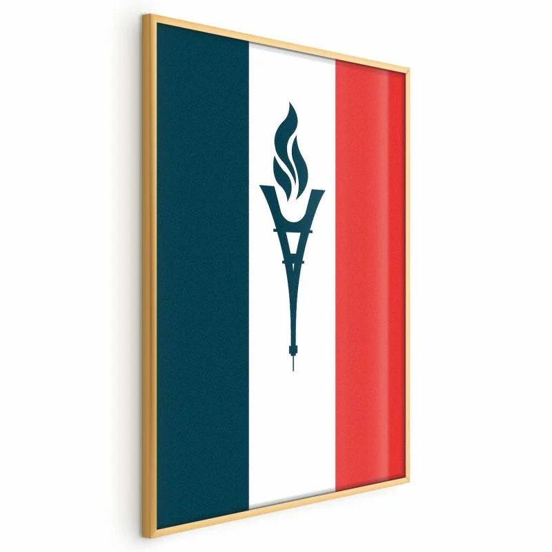 Plakat - Flaga Francji ze zniczem - obrazek 1