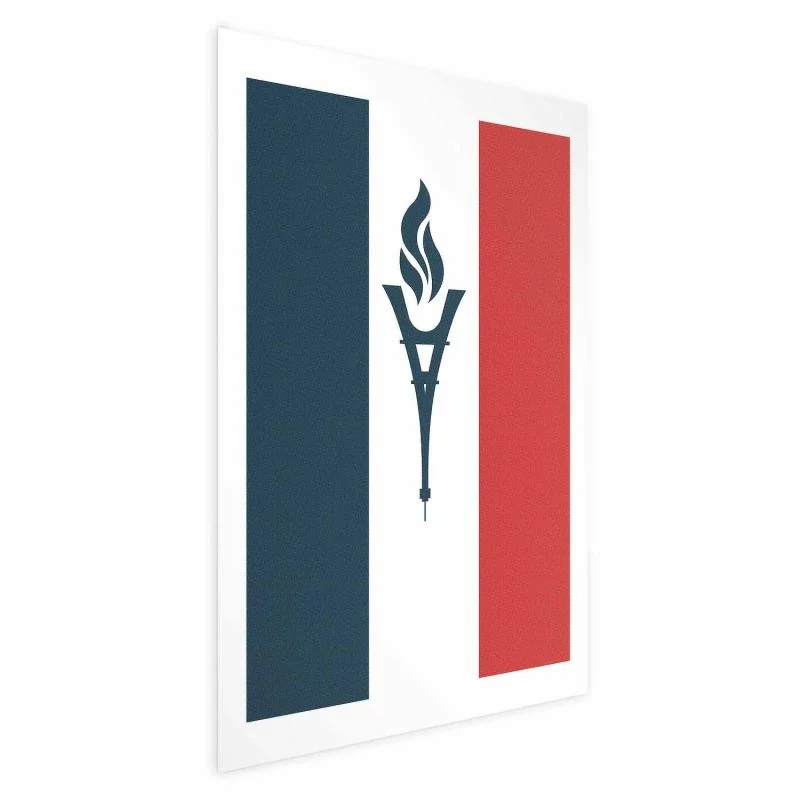 Plakat - Flaga Francji ze zniczem - obrazek 1
