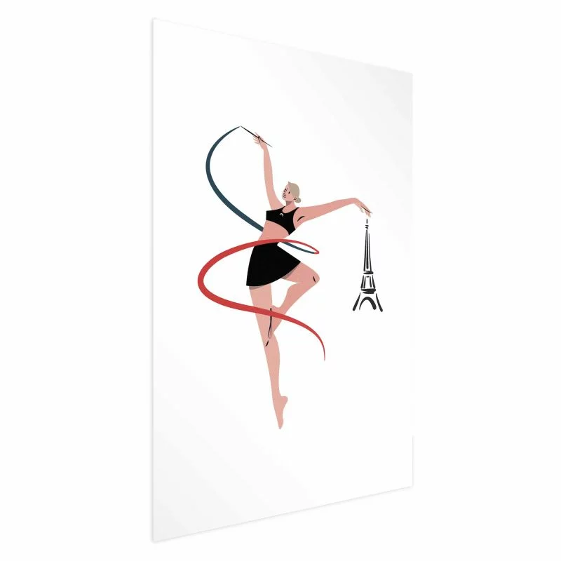 Plakat - Ilustracja kobiety z szarfą - gimnastyka artystyczna - obrazek 1