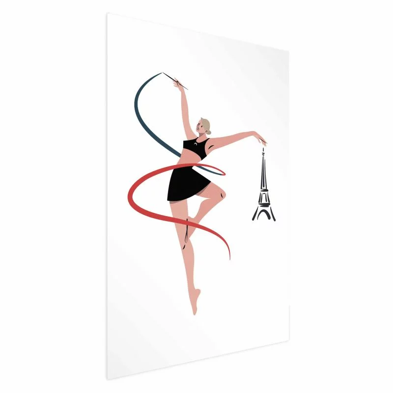 Plakat - Ilustracja kobiety z szarfą - gimnastyka artystyczna - obrazek 1