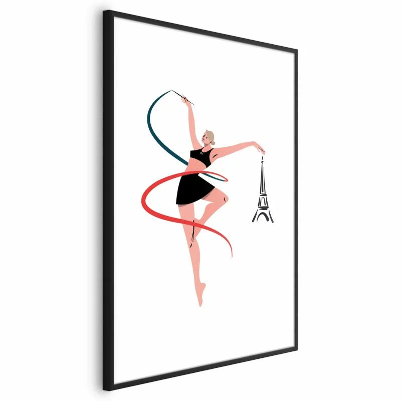 Plakat - Ilustracja kobiety z szarfą - gimnastyka artystyczna - obrazek 1