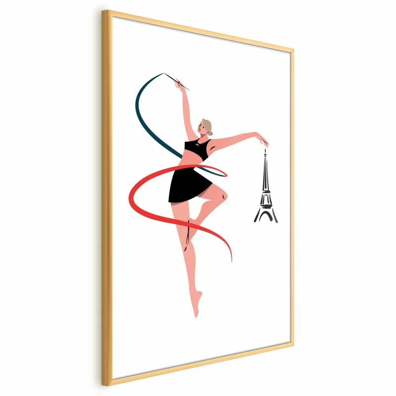 Plakat - Ilustracja kobiety z szarfą - gimnastyka artystyczna - obrazek 1