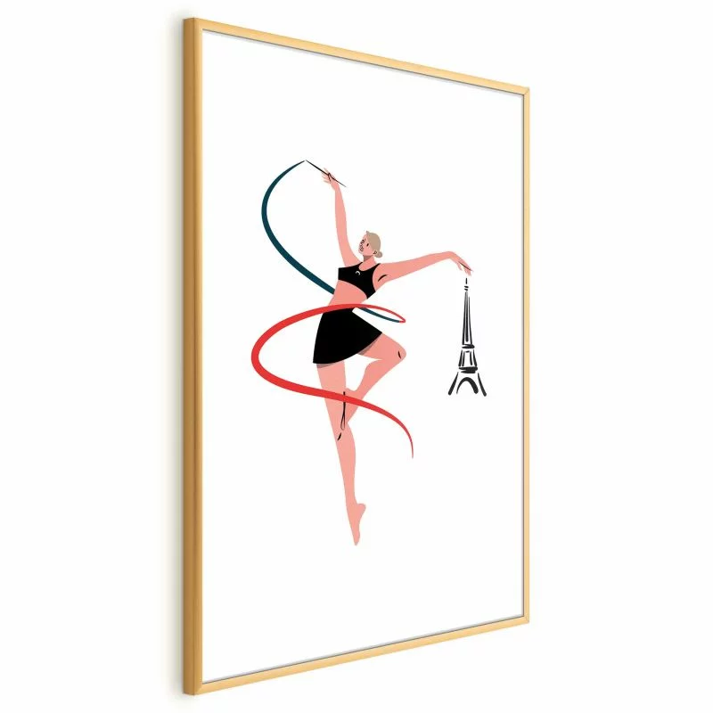 Plakat - Ilustracja kobiety z szarfą - gimnastyka artystyczna - obrazek 1