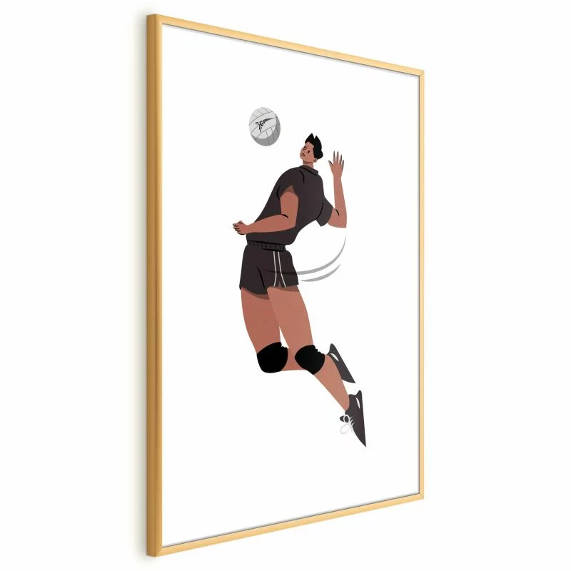 Plakat - Gracz piłki siatkowej na jasnym tle - ilustracja - obrazek 1
