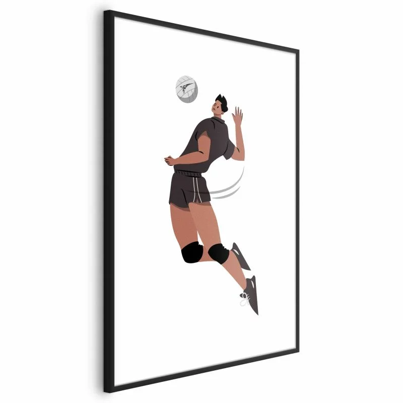 Plakat - Gracz piłki siatkowej na jasnym tle - ilustracja - obrazek 1
