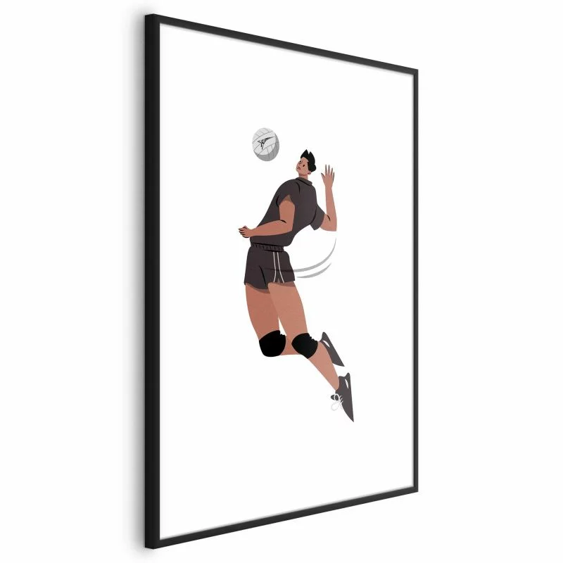 Plakat - Gracz piłki siatkowej na jasnym tle - ilustracja - obrazek 1