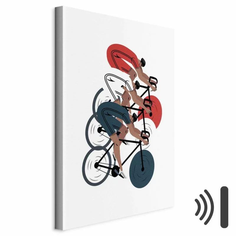 Obraz - Wyścig kolarski, zawodnicy na jasnym tle - ilustracja - obrazek 1