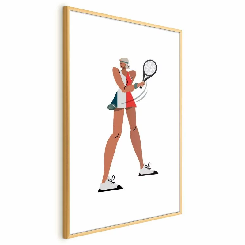 Plakat - Tenisistka z rakietą na białym tle - ilustracja - obrazek 1