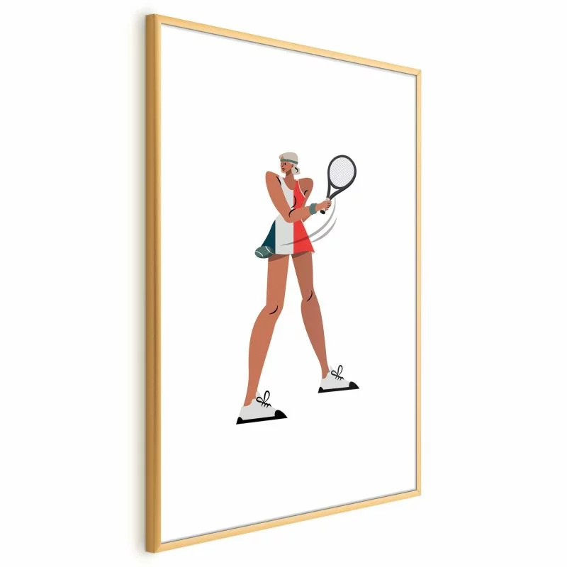 Plakat - Tenisistka z rakietą na białym tle - ilustracja - obrazek 1