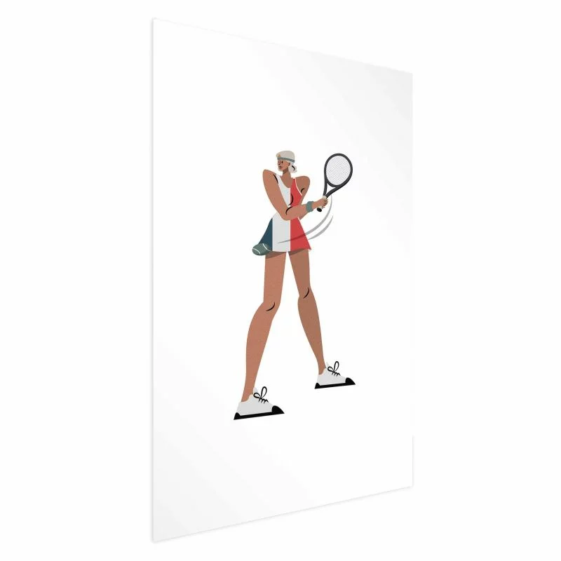 Plakat - Tenisistka z rakietą na białym tle - ilustracja - obrazek 1