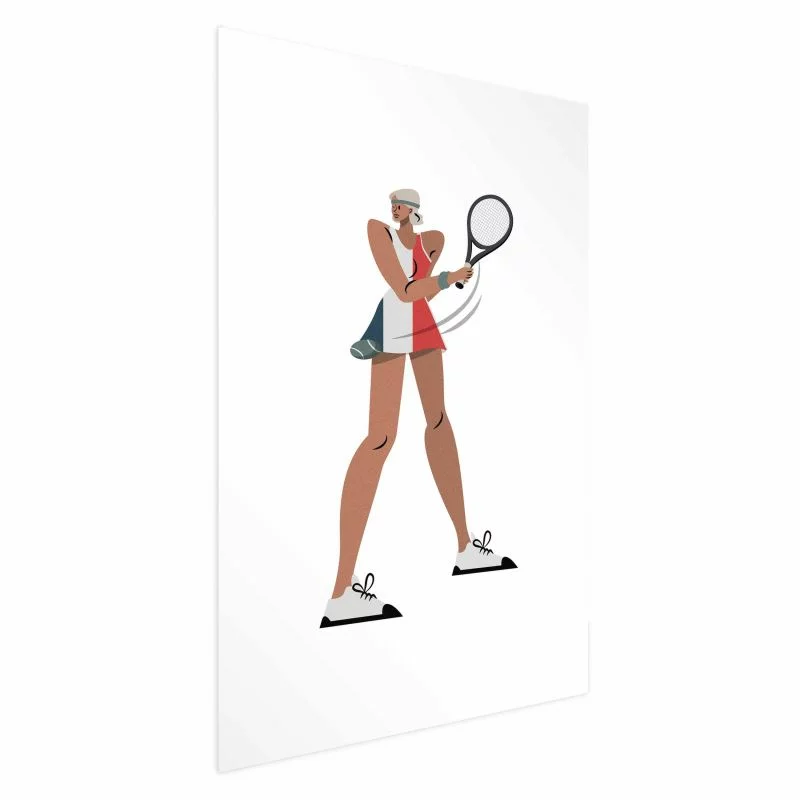 Plakat - Tenisistka z rakietą na białym tle - ilustracja - obrazek 1