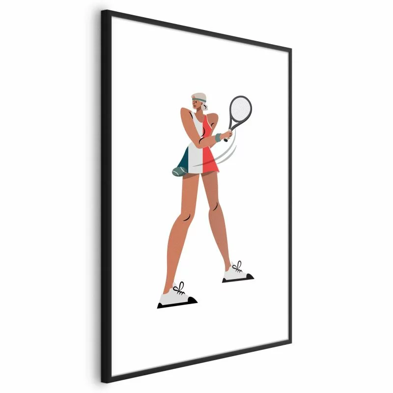 Plakat - Tenisistka z rakietą na białym tle - ilustracja - obrazek 1