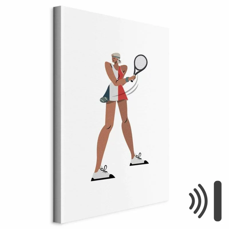 Obraz - Tenisistka z rakietą na jasnym tle - ilustracja - obrazek 1