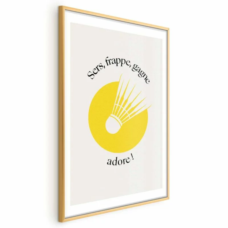 Plakat - Lotka do badmintona na tle żółtego słońca - obrazek 1