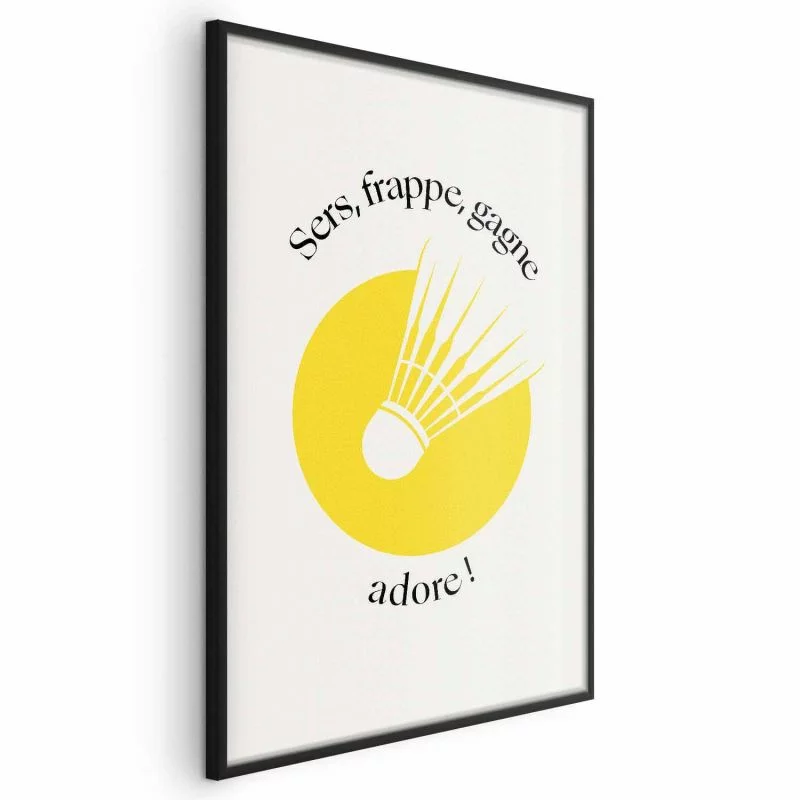 Plakat - Lotka do badmintona na tle żółtego słońca - obrazek 1