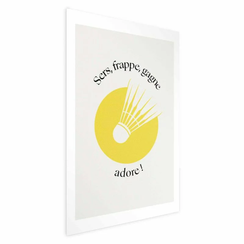 Plakat - Lotka do badmintona na tle żółtego słońca - obrazek 1