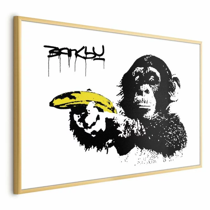 Plakat - Banksy: Małpa z bananem - obrazek 1