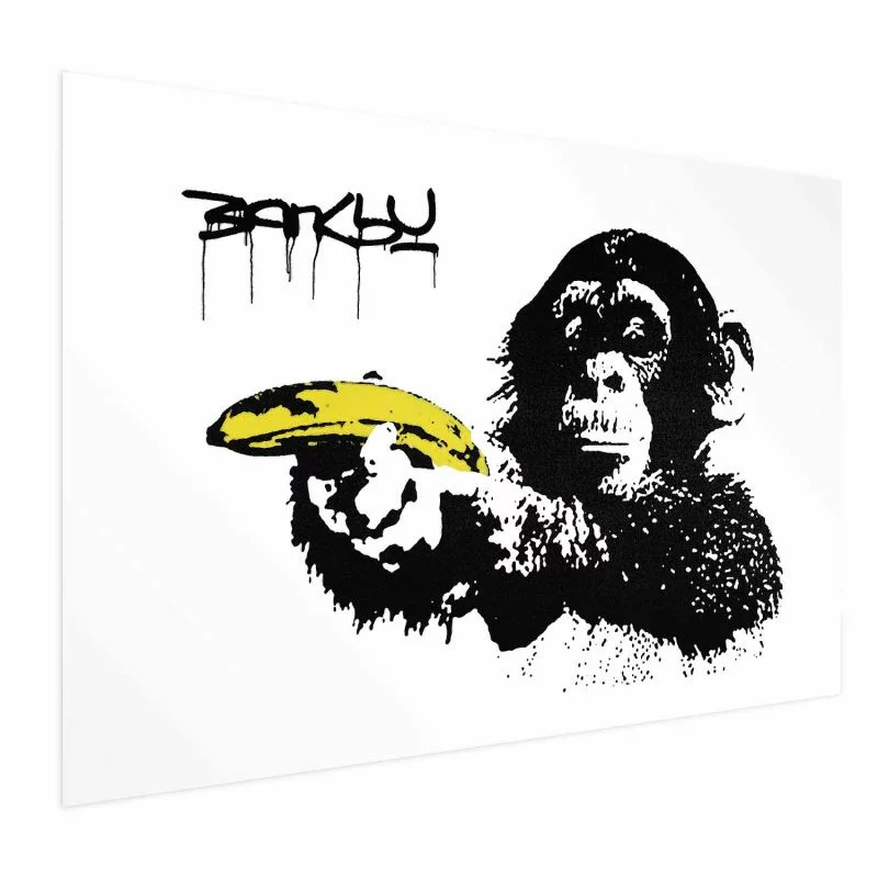Plakat - Banksy: Małpa z bananem - obrazek 1