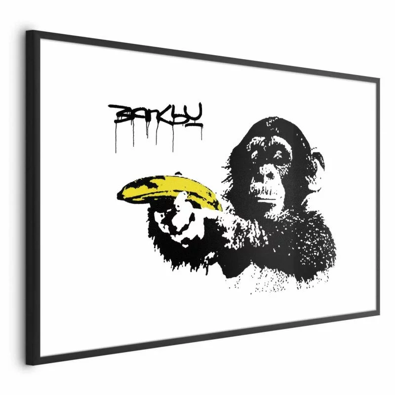 Plakat - Banksy: Małpa z bananem - obrazek 1